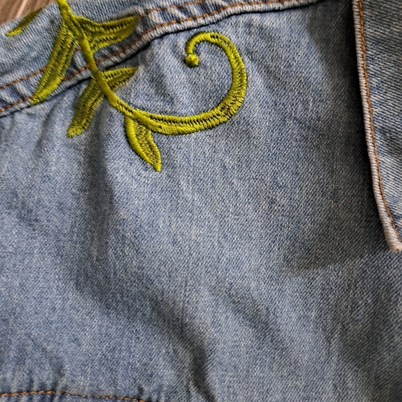 WORKSHOP REPUBLIC CLOTHING denim jean jacket butterfly embroidery western BOHO M - Picture 10 of 14